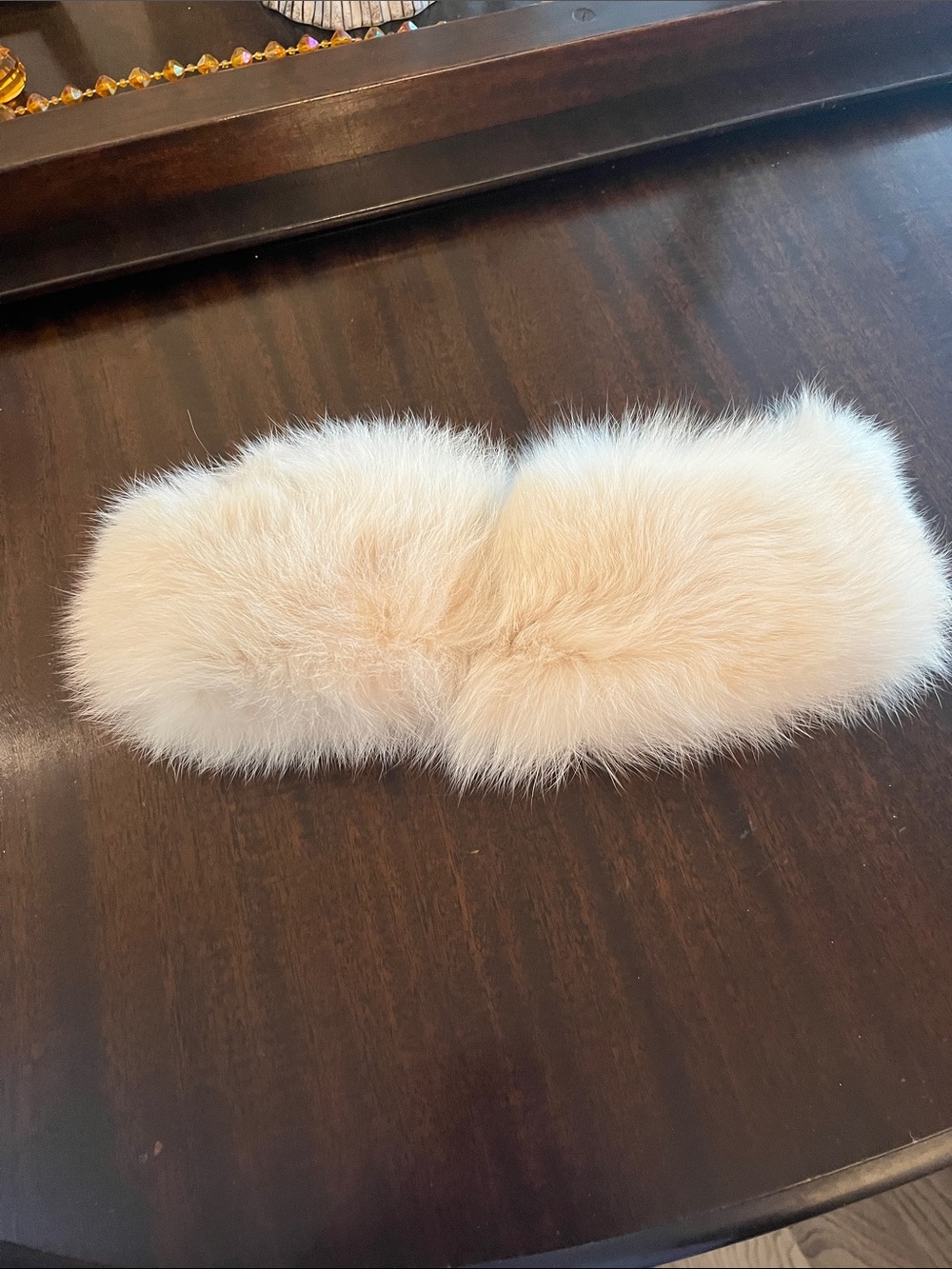 Source Unknown Pale Cream Faux Fur Headband
